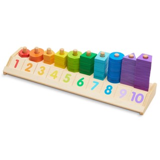 [55ชิ้น] รุ่น 9275 ชุดเรียนรู้การนับตัวเลข รูปร่าง Melissa & Doug Counting Shape Stacker 55 Pcs รีวิวดีใน Amazon USA ฝึกแยกแยะรูปร่าง มีแผ่นจำนวนนับ 10 แผ่น ของเล่น