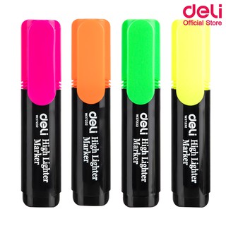 Deli 37232 Highlighter ปากกาเน้นข้อความ ไฮไลท์หัวตัด ขนาด 1-5mm สีหมึกเรืองแสงสดใส แพ็ค 4 แท่ง 4 สี อุปกรณ์เครื่องเขียน