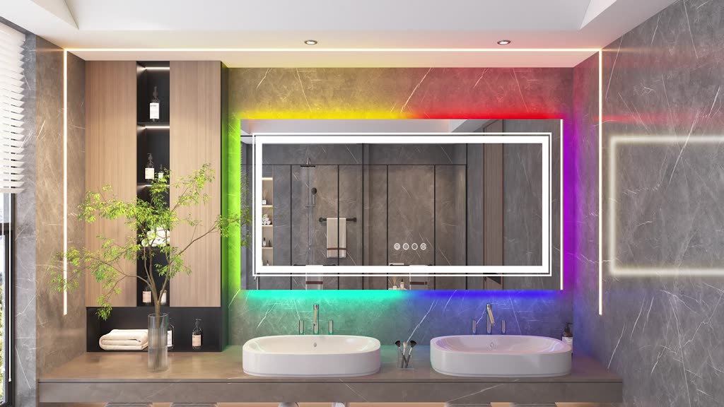 luvodi-กระจกห้องน้ำ-rgb-led-พร้อมไฟ-large-anti-fog-dimmable-lighted-bathroom-vanity-mirror-colorful-8-lights-memory