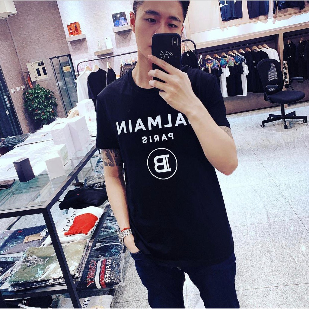 เสื้อยืดพรีเมี่ยม-นําเข้าจากฮ่องกง-balma1n-paris-mirror-supplier-oversize