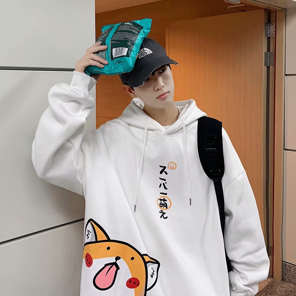 เสื้อกันหนาว-มีฮู้ด-ทรงหลวม-พิมพ์ลาย-สไตล์เกาหลี-ฮิปฮอป-เรโทร-แฟชั่นสําหรับผู้ชาย-และผู้หญิง