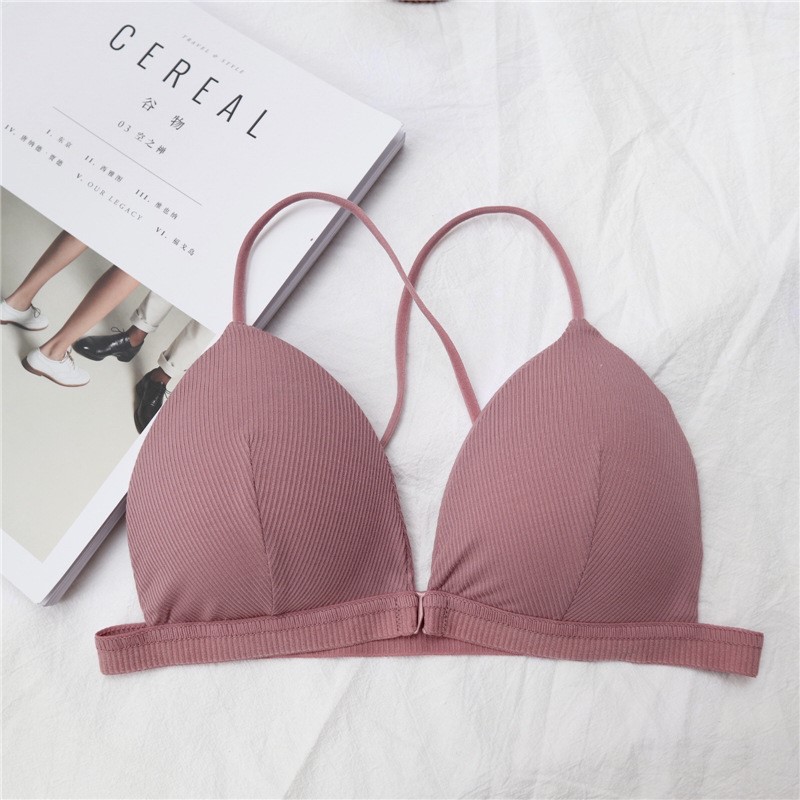 สินค้าพร้อมส่งจากไทย-angle-bra-n177-new-บราสายเดี่ยว-ทรงบิกินี่กิ๊บเก๋-ตะขอด้านหน้า-สายไขว้หลัง