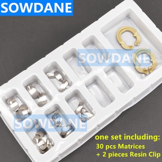 30 pcs Dental Sectional Matrix Metal Matrices Bands Sectional Contoured Matrice Refill Wedges Resin Ring Separator Autoc