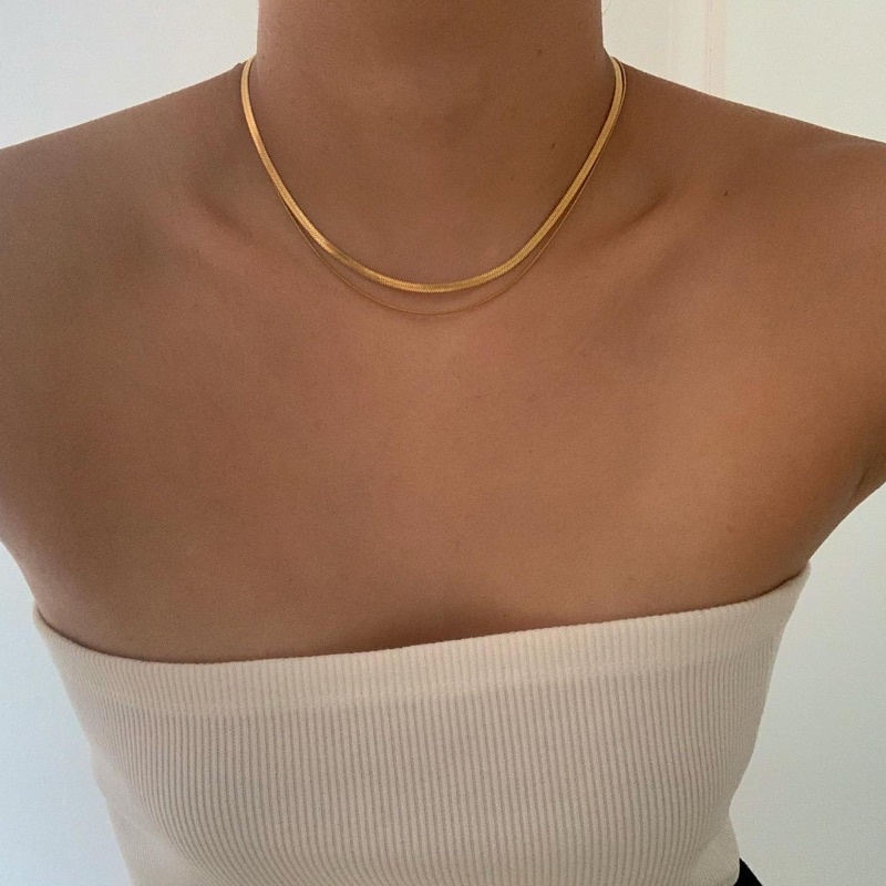 HER OBJECTIVE_HER DOUBLE LAYER SNAKE CHAIN NECKLACE Shopee Thailand