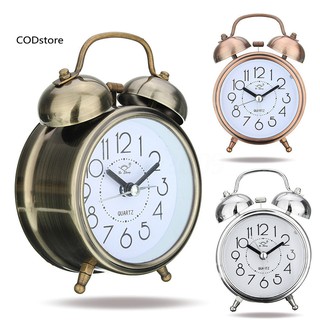 Cod→ นาฬิกาปลุกควอตซ์ กลไกข้างเตียง แบบกระดิ่งคู่ สไตล์คลาสสิก เสียงเงียบ แนวเรโทร