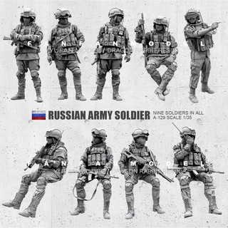 1/35 (50 มม.) รัสเซียสมัยใหม่กองกำลังพิเศษ 9 คนชุดทหารเรซิ่น (แม่พิมพ์สีขาว) A-129