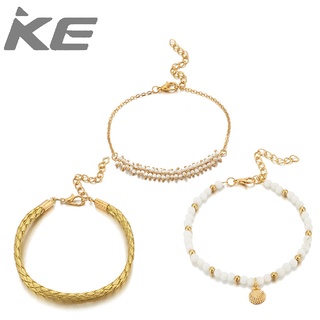 Rice Beads Tassel Shell 3 Set Anklet for girls for women low price