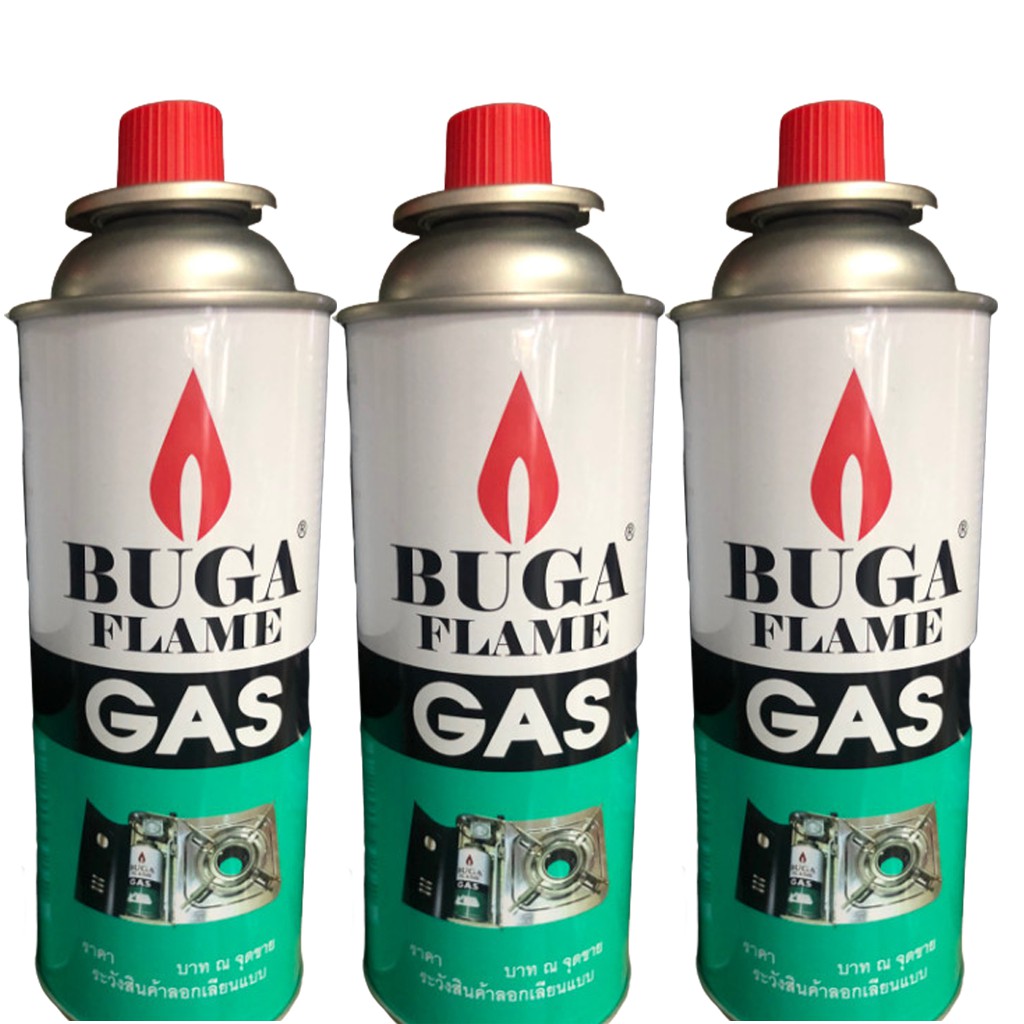 แก๊สกระป๋อง บูกก้า (3 กระป๋องใหญ่) BUGA FLAME GAS ปริมาตรสุทธิ 375 ml ...