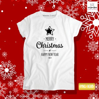 ♣♬❈เสื้อยืดคริสต์มาส เสื้อคริสต์มาส Christmas &amp; Happy new year (MC108)เสื้อยืดผู้หญิง