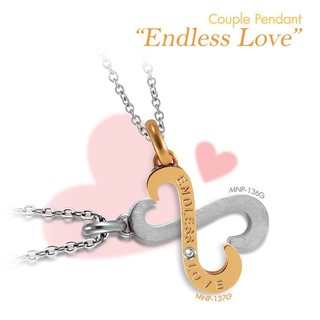 555jewelry สร้อยคอพร้อมจี้ แบบจี้คู่รัก สลักคำว่า "Endless Love" ตกแต่งเพชร CZ รุ่น MNP-137 - จี้สร้อยคอ จี้ห้อยคอ (P-7)