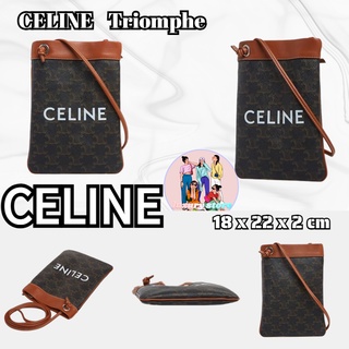 CELINE Celine Triomphe Arc de Triomphe ตราสัญลักษณ์ดอกไม้เก่าคลาสสิกพิมพ์กระเป๋าสะพายไหล่ข้างเดียวสำหรับผู้หญิง