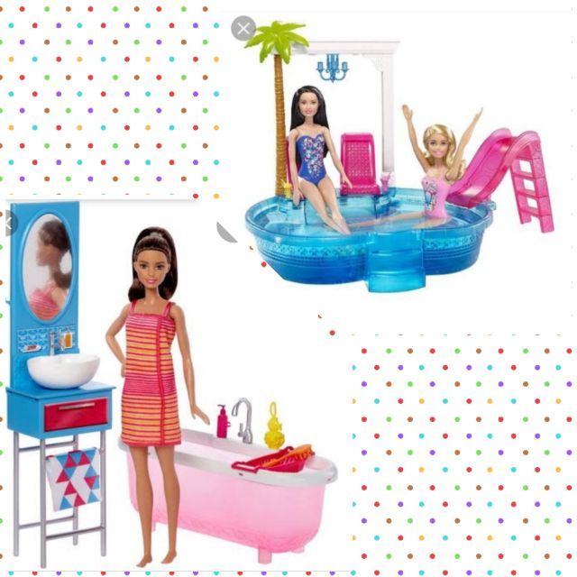 สระว่ายน้ำ-ห้องอาบน้ำบา-ร์บี้-barbie-pool-amp-bathroom