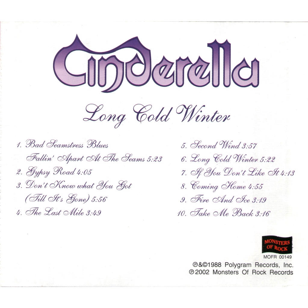 ซีดีเพลง-cd-cinderella-1988-long-cold-winter-ในราคาพิเศษสุดเพียง159บาท