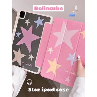 Pink star y2k style from Rolin cube เคสไอแพดสีชมพูฝาสามทบลายดาวสไตล์y2k