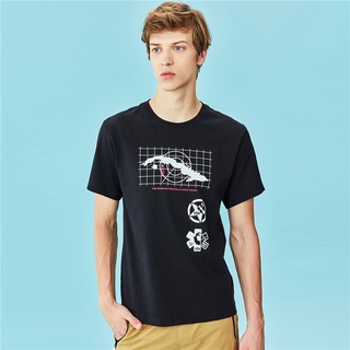 ผ้าฝ้าย 100%GIORDANO เสื้อยืดผู้ชาย Mens Printed short-sleeve tee 04090205S-3XL