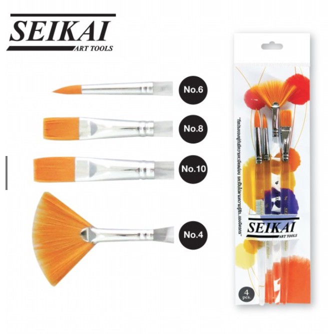 seikai-ชุดพู่กันสีน้ำอะคริคใส-4-ด้าม