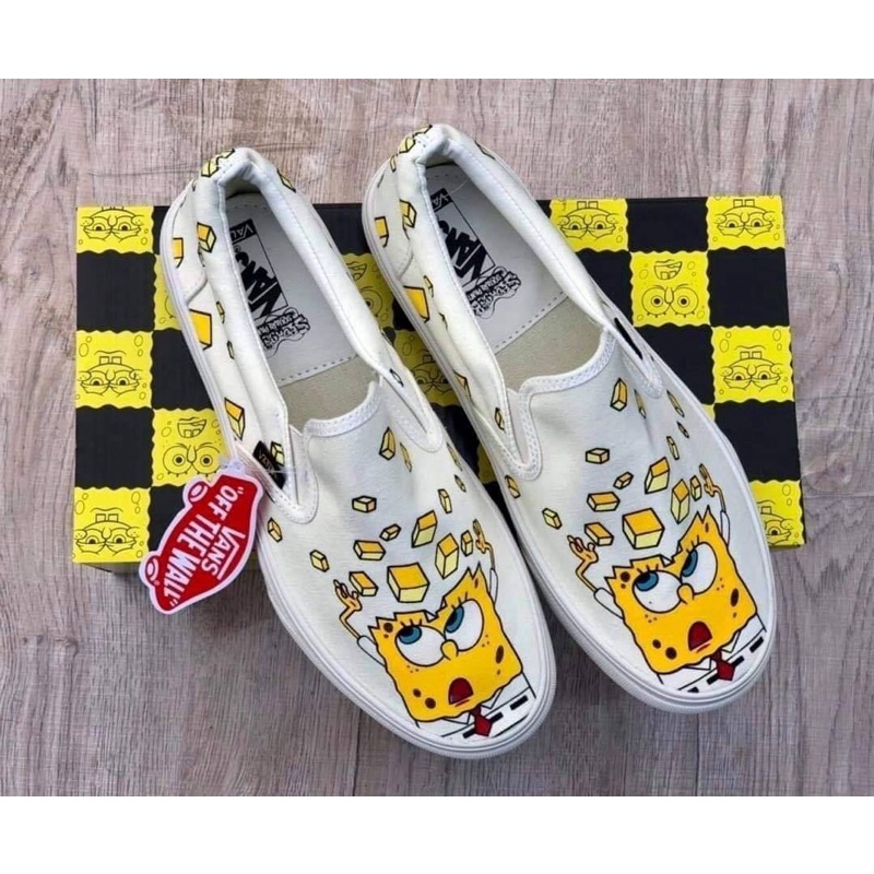 sales-35-รองเท้าผ้าใบ-vans-slip-on-spongebob-and-mickey-mouse-sneakers