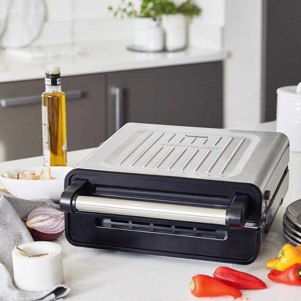 เตาปื้งย่างไฟฟ้าไร้ควัน-george-foreman-medium-smokeless-electric-grill-stainless-steel-smokeless-technology-usa-imported