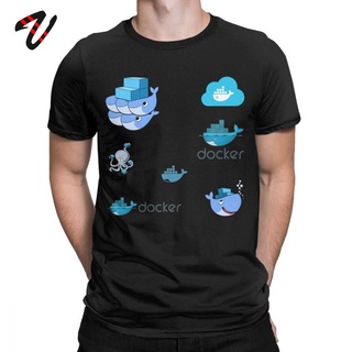 เสื้อยืดผ้าฝ้ายพิมพ์ลายขายดี เสื้อยืด พิมพ์ลายโปรแกรมเมอร์ Dead Docker Dev Devops สไตล์วินเทจ สําหรับผู้ชาย