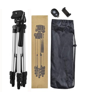 (พร้อมส่ง) ชุดขาตั้งกล้องเซลฟี่ พร้อมรีโมทบลูทูธในตัว หัวต่อมือถือ รุ่นTripod （สูงสุด 105cm, ขั้นต่ำ 36cm ) + รีโมท