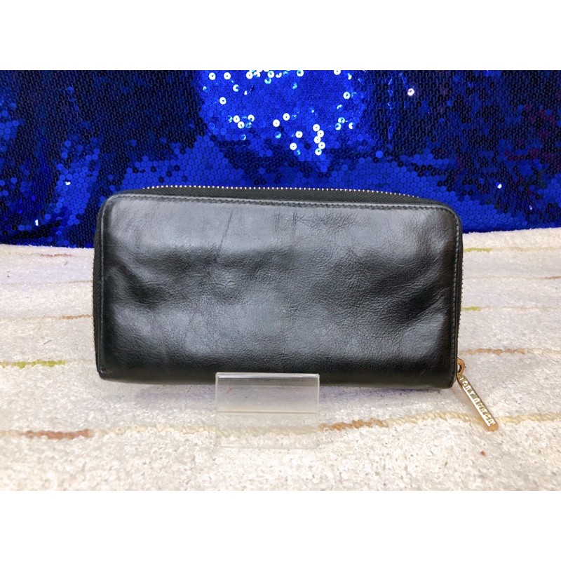 tory-burch-robinson-black-leather-zip-continental-wallet-แท้