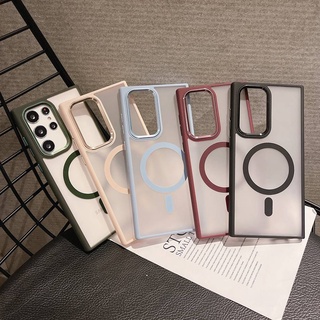 เคสโทรศัพท์มือถือ อะคริลิคใส พร้อมกรอบซิลิโคน ป้องกันกล้อง สําหรับ Samsung Galaxy S23 S22 Ultra S22 Plus