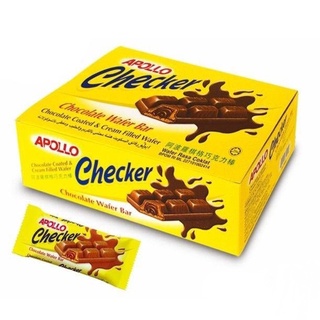🍫Apollo Checker Chocolate Wafer Bar 432g (18g x 24ชิ้น) อพอลโล่ เชคเกอร์ ช็อคโกแลต เวเฟอร์ บาร์