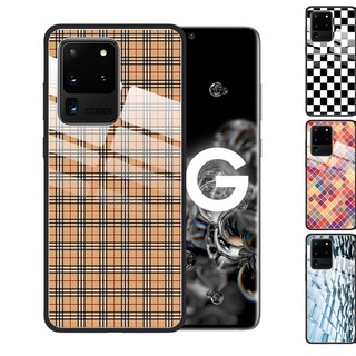 Samsung Galaxy S20 Ultra Note 20 10 Plus 9 S10 S20 Plus S9 Phone kaso ng Case Retro Plaid Tempered Glass Cover Anti-Scratch