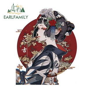 Earlfamily สติกเกอร์ ลายกราฟฟิติ Geisha 13 ซม. x 10.4 ซม. สไตล์ญี่ปุ่น สําหรับติดตกแต่งกระจกรถยนต์