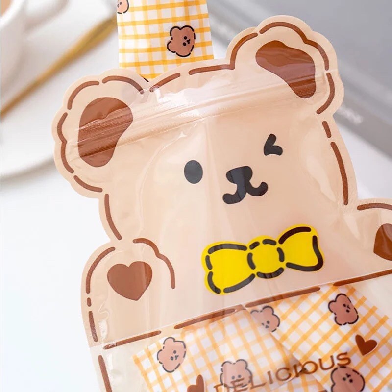 ภาพสินค้าซองซิปล็อค ถุงซิปล็อค ถุงขนม ลายน้องหมี สุดเกาหลีแสนน่ารัก (หมีน้ำตาล ) จากร้าน sprite.space บน Shopee ภาพที่ 1
