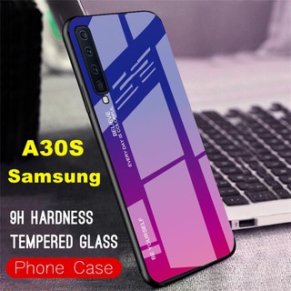[ส่งจากไทย] Case SamsungA30s เคสกระจกสองสี เคสกันกระแทก ขอบนิ่ม เคสกระจกไล่สี สินค้าใหม่