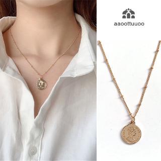 Charm Pendant Necklaces For Women Gift Vintage Coin Gold Color Chains Necklace Statement Jewelry