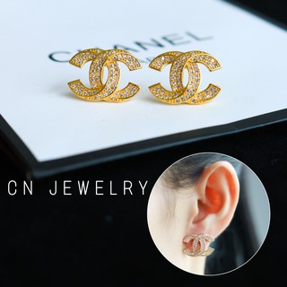 ต่างหู CC รุ่นเพชรpremium ขนาด 20mm 👑1คู่ CN Jewelry earing ตุ้มหู ต่างหูแฟชั่น ต่างหูแบรนด์เนม