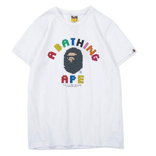 HH BAPE Casual Short-sleeved Cotton Mens T-shirt คอกลม