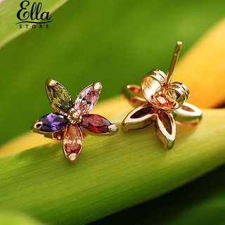 เครื่องประดับสตรีเพทายดอกไม้หลากสีสันของผู้หญิง Gems Earrings Jewelry