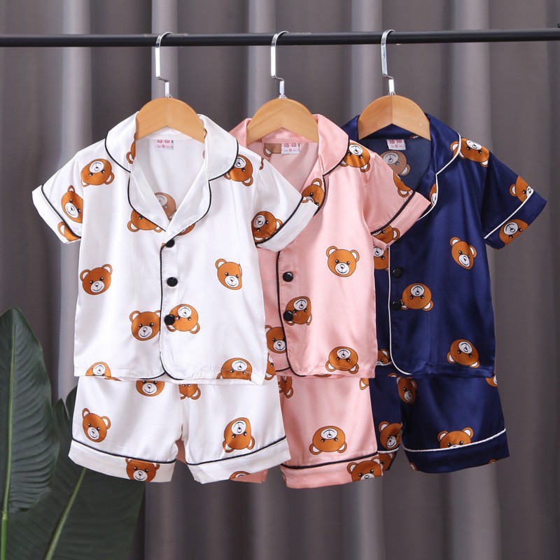 ชุดนอนซาตินเด็ก ลายน้องหมี งานใส่สบาย รุ่น YFSY331 | Shopee Thailand
