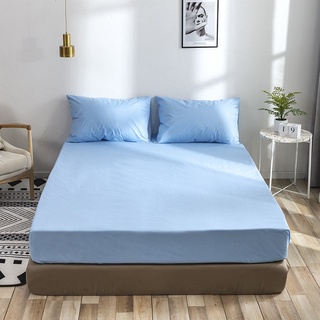 ผ้าปูที่นอน สีล้วน Fitted sheet 3.5 / 5 / 6ฟุต รัดมุมรอบเตียง 360องศา Soft เนื้อผ้านิ่ม