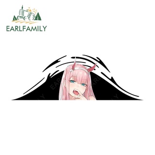 Earlfamily สติกเกอร์ ลายการ์ตูนอนิเมะ DARLING in the FRANXX Zero Two ขนาด 13 ซม. x 4.4 ซม. สําหรับติดตกแต่งหน้าต่างรถยนต์