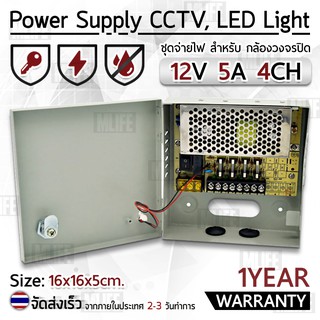 รับประกัน 1 ปี - ตู้ไฟฟ้า สวิตชิ่ง 12V 5A ตู้ไฟสำเร็จรูป กล่องแปลงไฟ กล่องจ่ายไฟ กล้องวงจรปิด Switching Power Supply