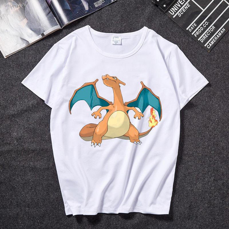 เสื้อยืดผ้าฝ้ายพิมพ์ลายขายดี-anime-t-shirt-โปเกมอน-เสื้อยืดแขนสั้น-pokemon-pok-mon-jenny-turtle-little-fire-dragon-เสื้
