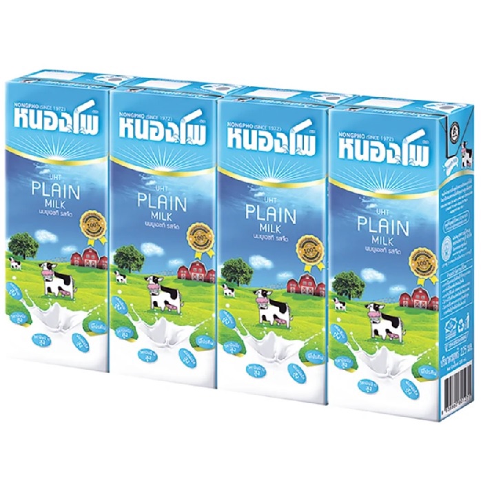 tha-shop-225-มล-x-12-nongpho-uht-milk-unsweetened-หนองโพ-นมยูเอชที-รสจืด-นมโคแท้-100-นมพร้อมดื่ม-นม-uht-นมกล่อง