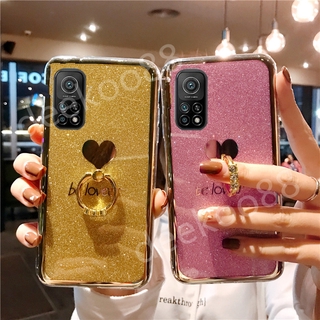 เคสโทรศัพท์ Xiaomi Mi 10T Pro  Phone Casing Bling Glitter Be Loved Silicone Softcase with Ring Holder Case Cover for Mi 10T Pro เคส