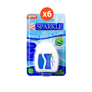 SPARKLE ไหมขัดฟัน (6 ชิ้น) กลิ่นสเปียร์ มินท์ สปาร์คเคิล White Dental Floss 30 เมตร รุ่น SK0059 ไหมทำความสะอาดฟัน