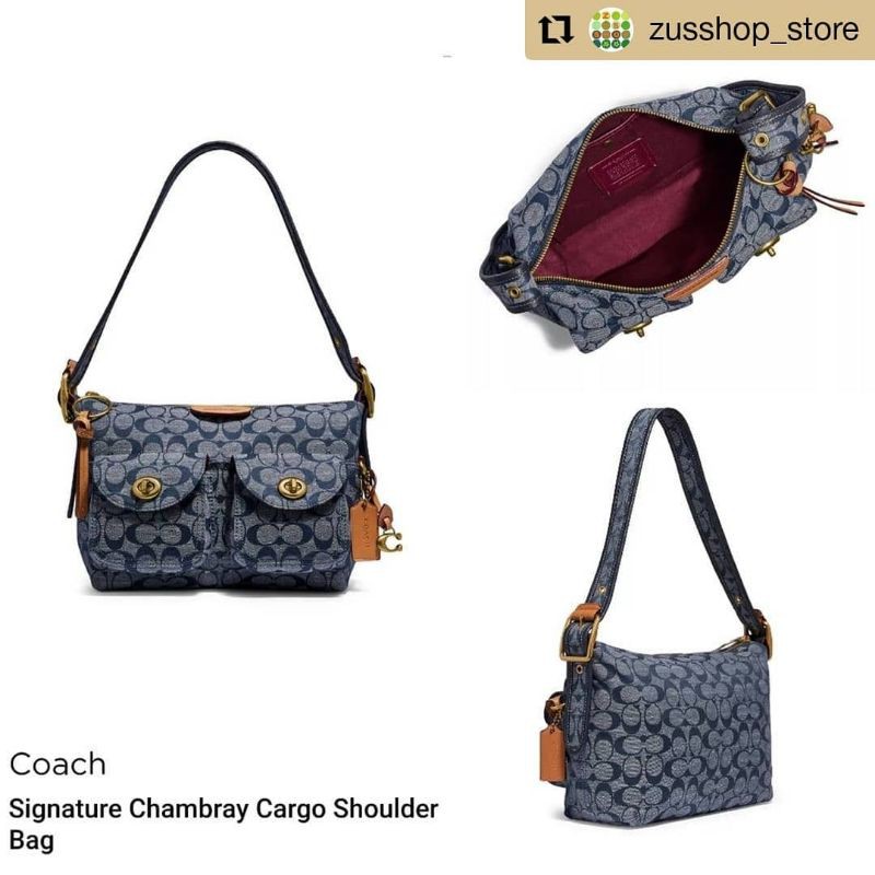 Coach signature chambray cargo shoulder bag sale