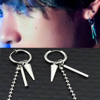 เครื่องประดับต่างหูยาวแฟชั่นผู้หญิงผู้ชายรูปตัว v สไตล์พังก์ kpop bangtan boys 1 ชิ้น
