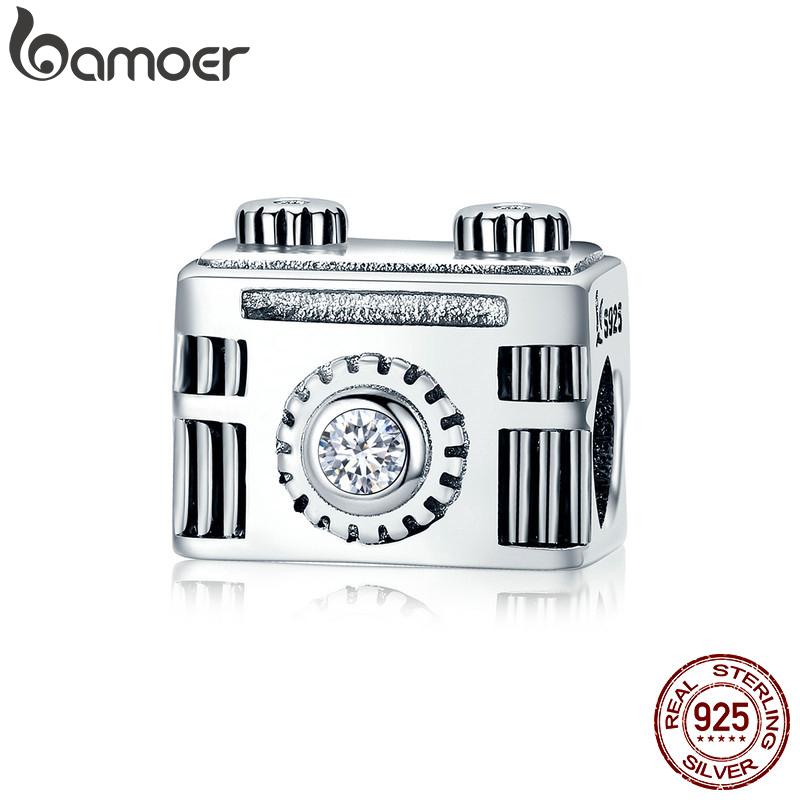 BAMOER Camera Charm Fit Bracelet &amp; Necklace DIY Original 925 Sterling Silver SCC516