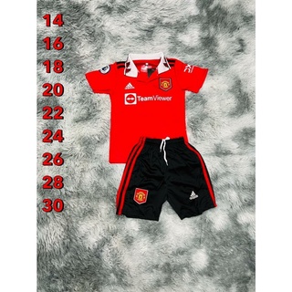 สินค้า ชุดฟุตบอลเด็ก ชุดกีฬาเด็ก (เสื้อ+กางเกง) แมนยู SIZE14-30 ฤดูกาล 2022-2023
