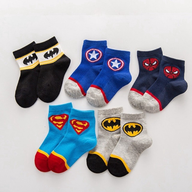 ถุงเท้าผ้าฝ้ายลาย-superheroes-สําหรับเด็ก
