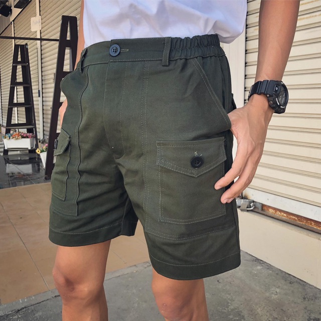 ขาสั้นวินเทจ-สีเขียวขี้ม้า