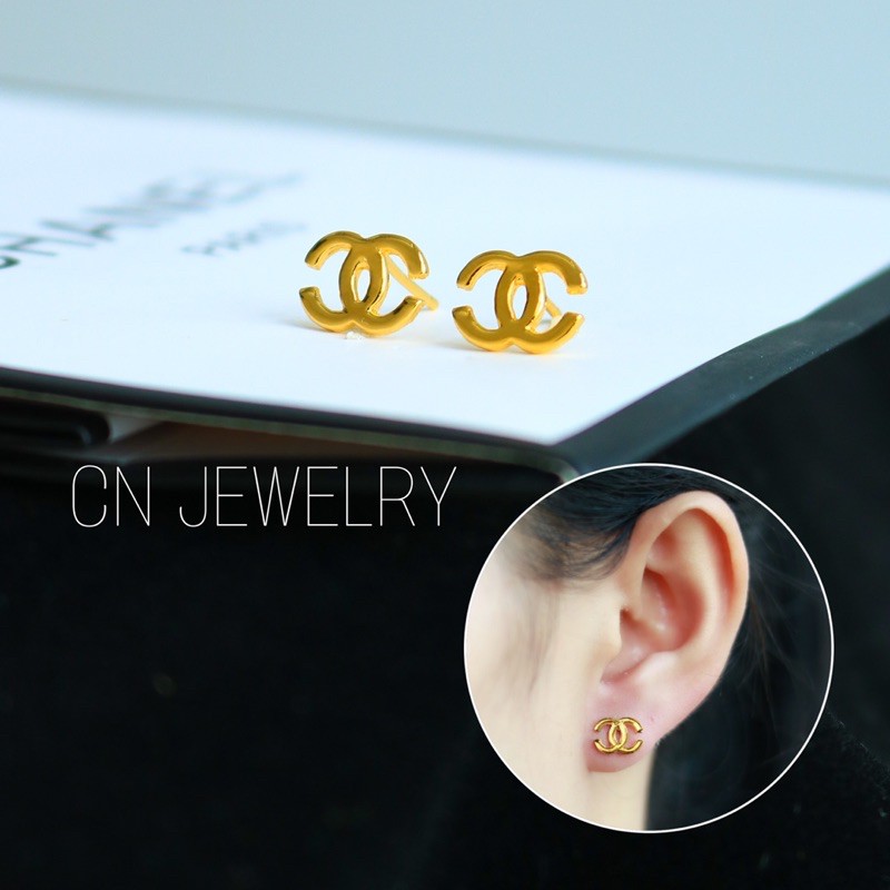 ต่างหูcn-รุ่นเงาทอง-รุ่นb78-1คู่-cn-jewelry-ตุ้มหู-ต่างหูแฟชั่น-ต่างหูแบรนด์เนม-ต่างหูทอง